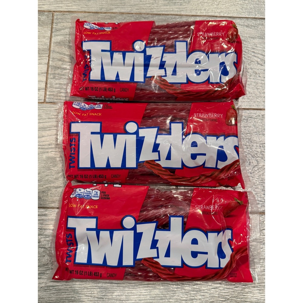 Twizzlers Twists Candy 3 Pack Strawberry Red Low Fat Snack Licorice 5/2026 48 oz